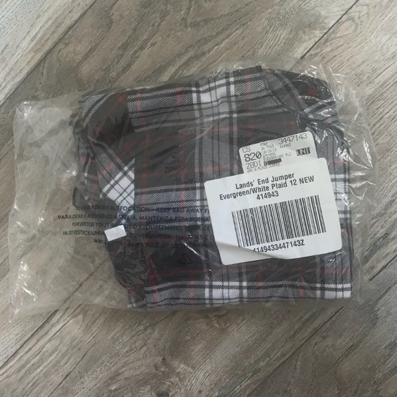 NWT LANDS' END JUMPER DRESS EVERGREEN/WHITE PLAID 12 - Picture 4 of 6